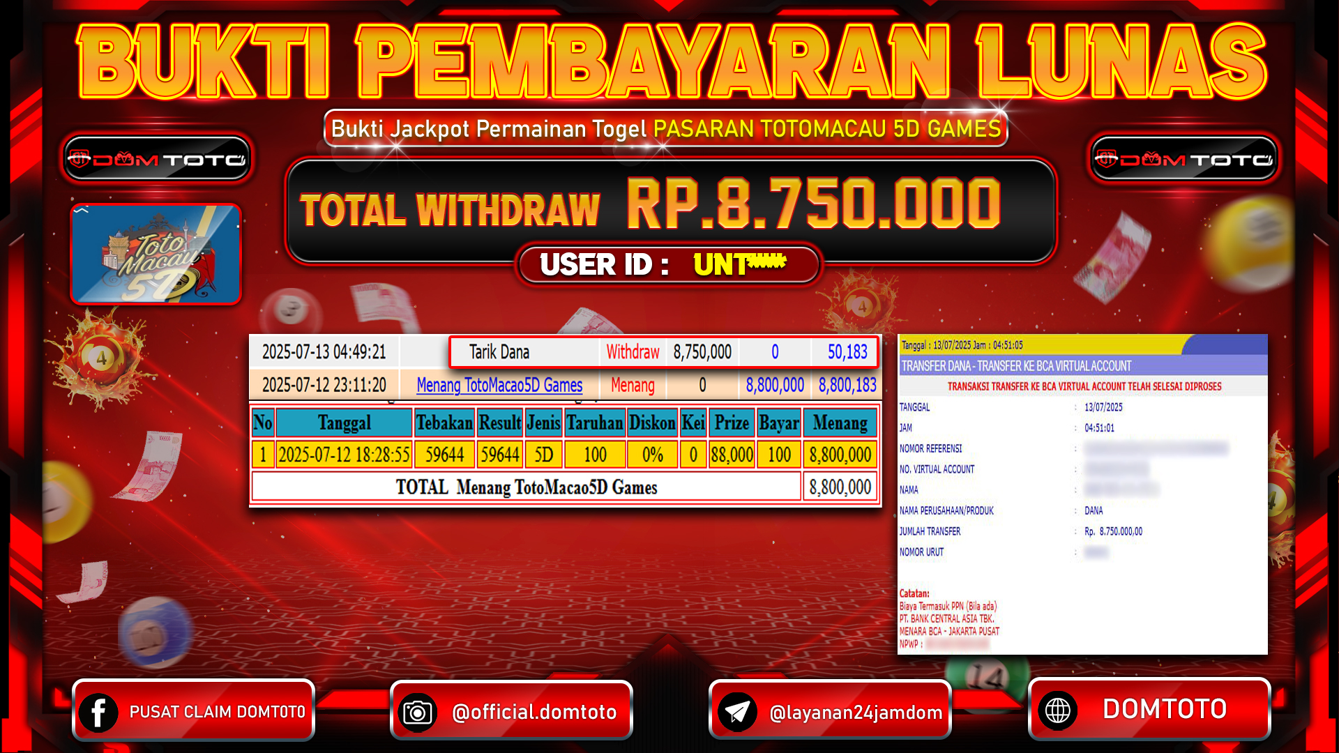 JACKPOT TOGEL PASARAN TOTOMAAU 5D  12 JULI 2025